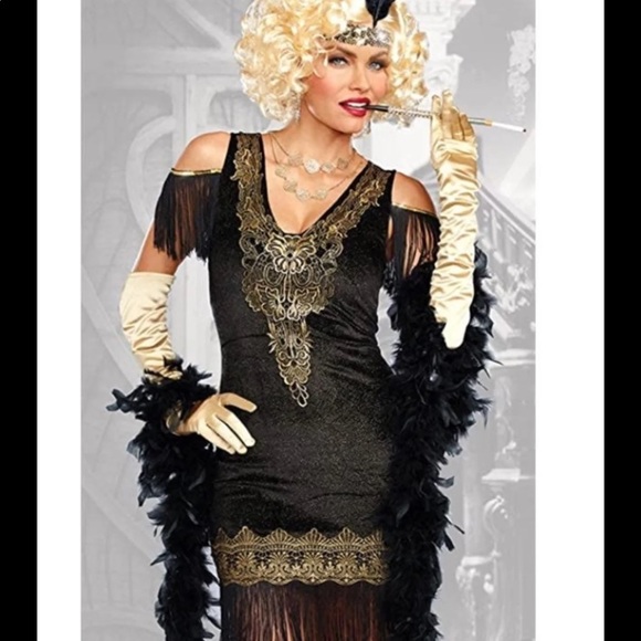 Dreamgirl Womens Swanky Flapper Black/Gold - Picture 3 of 11